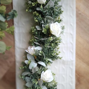 Flower Garland Greenery Table Runner for Wedding Eucalyptus and Lambs Ear Baby Shower Backdrop Greenery Party Table Runner Garland For Decor