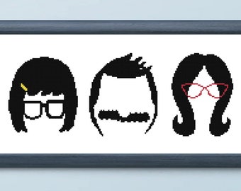 Bob's Burgers - Belcher Family Silhouettes - Cross stitch chart, pattern