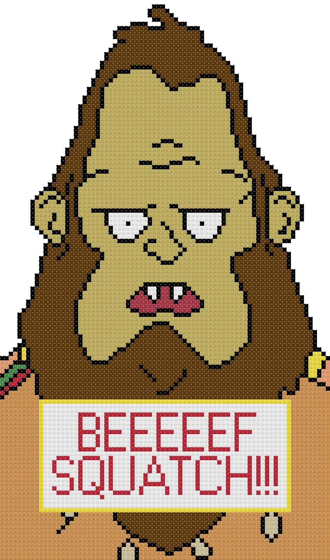 Beefsquatch - Gene Belcher - Bob's Burgers - Cross Stitch Chart ...