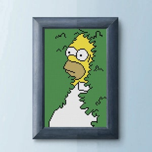 Homer Simpson Backs Into the Bushes - The Simpsons - Meme - Cross stitch chart, pattern