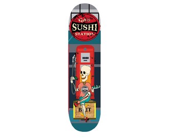 Gas Station Sushi Skate Deck | Custom Skate Board | Wonderful Gift For Skater | Skate Board Art
