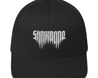 StinkBone Twill Cap | Skull Bones Cap | Black Baseball Cap | Embroider Baseball Cap | Golf Baseball Cap | Skeleton Embroidered Baseball Cap