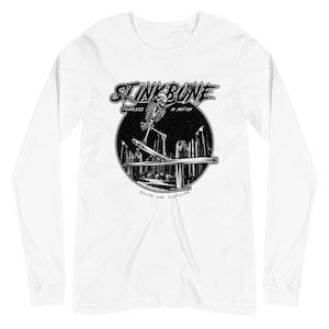 StinkBone Grinder långärmad t-shirt för killar och tjejer | Skeletttröja | Rolig skelett | Dansande skeletttröja
