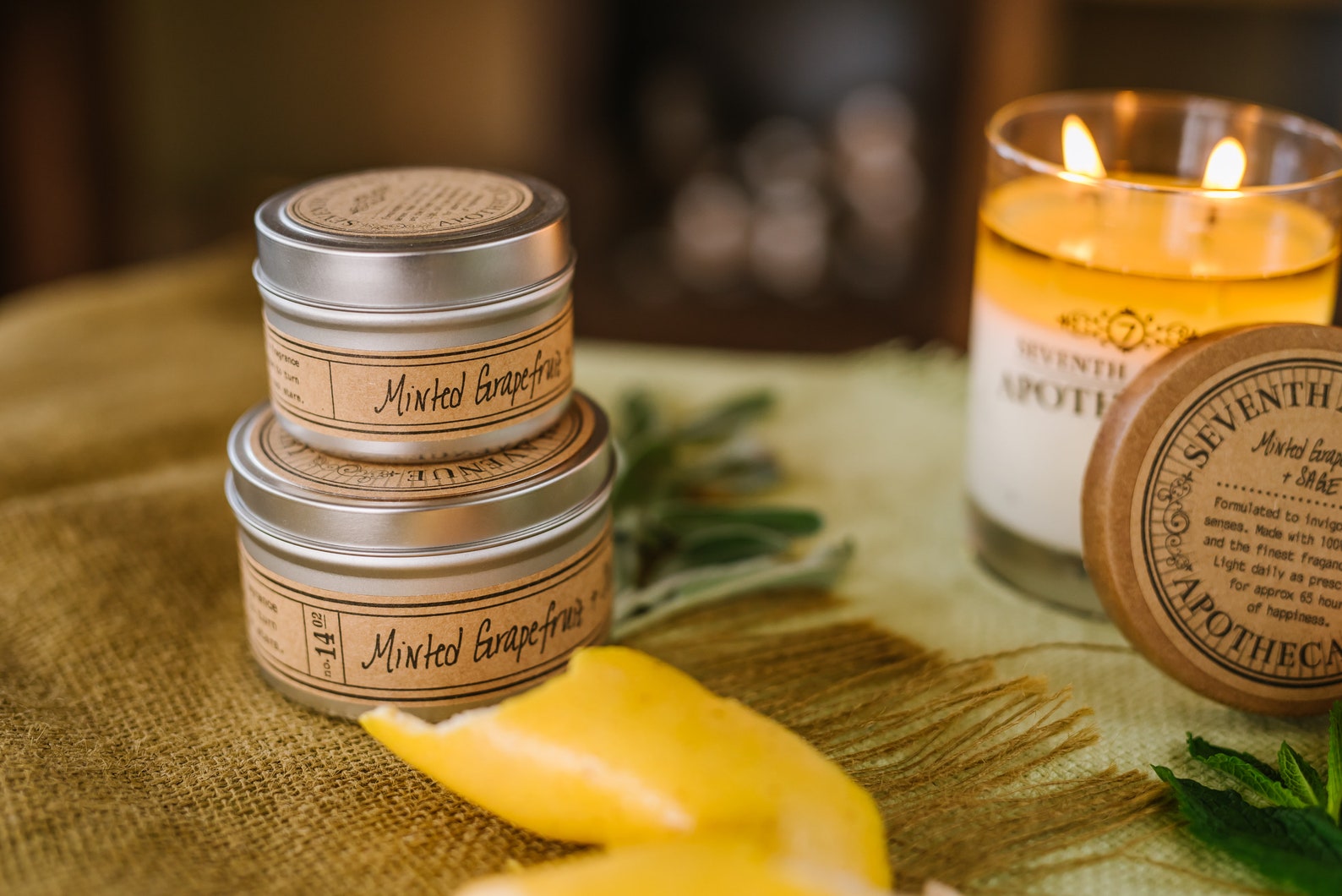 Minted Grapefruit Sage Travel Tin Candle Etsy