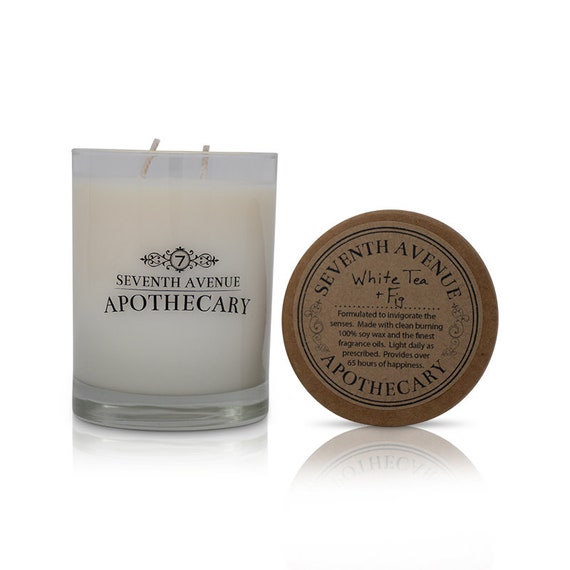 White Tea Fig Glass Candle Etsy