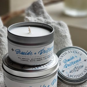 Seaside + Driftwood Mini Soy Wax Candle  Scented Gift Luxury Home Fragrance Gifts for Anniversary Her Mom Wedding Girlfriend Wife