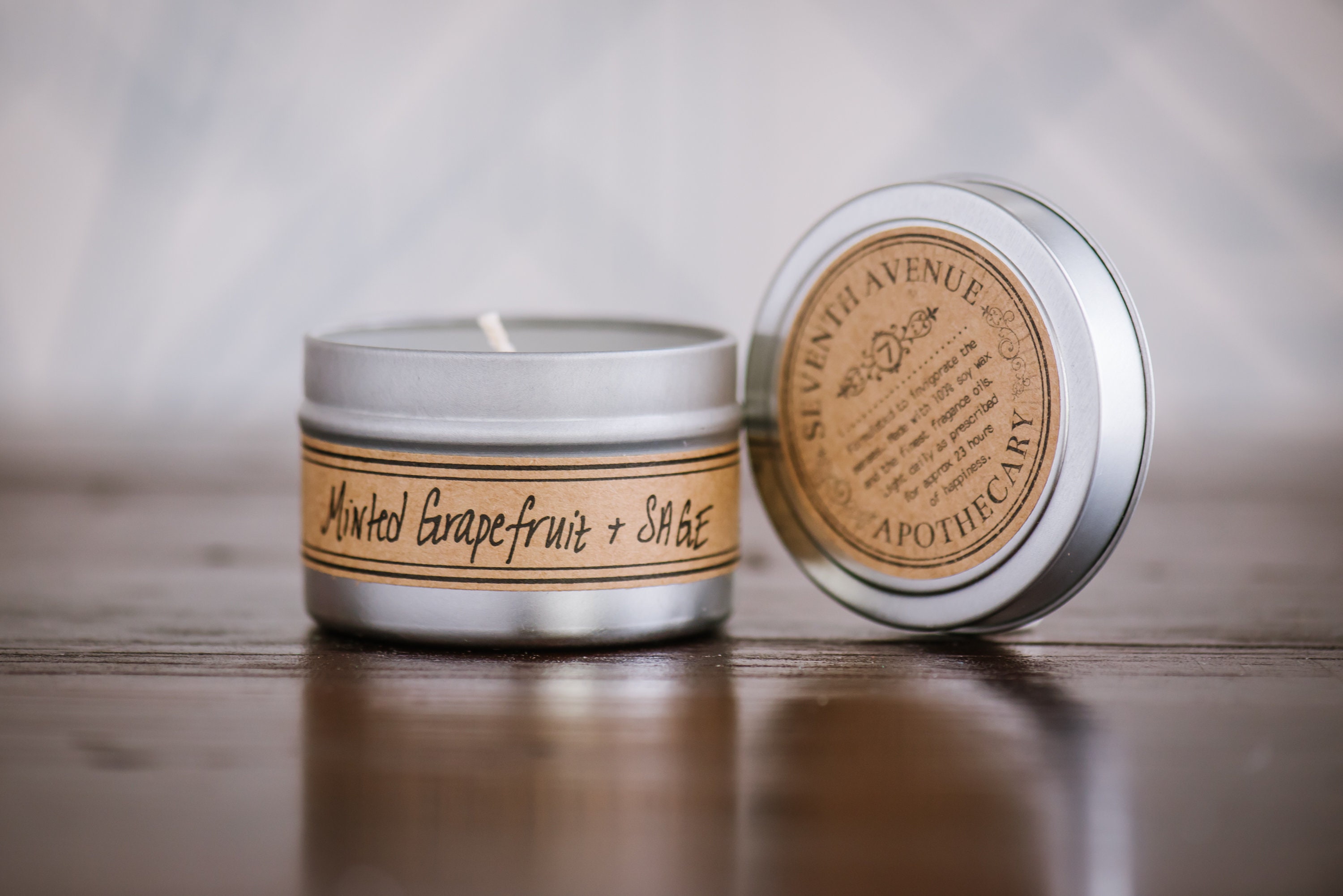 Minted Grapefruit Sage Mini Tin Candle Etsy