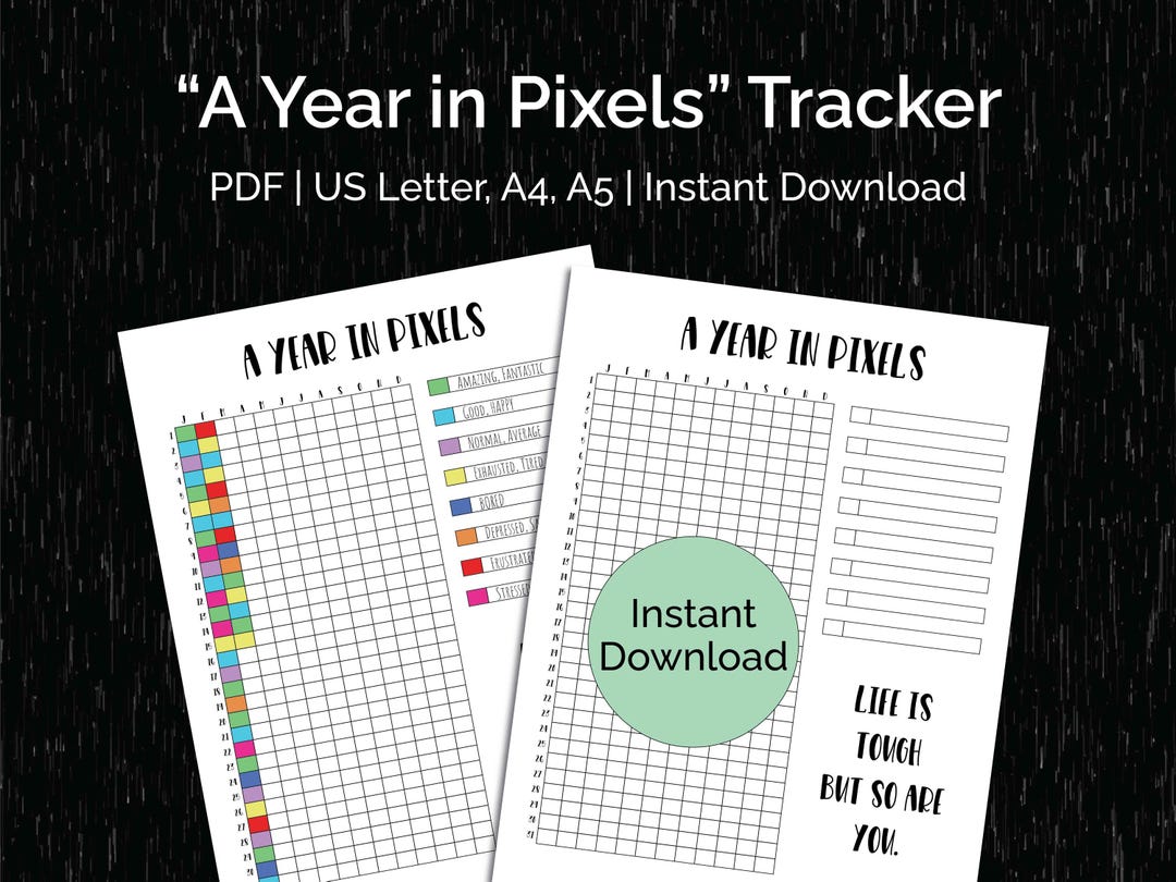 A Year in Pixels Mood Tracker Printable 2025, Daily Mood Chart, Bullet ...