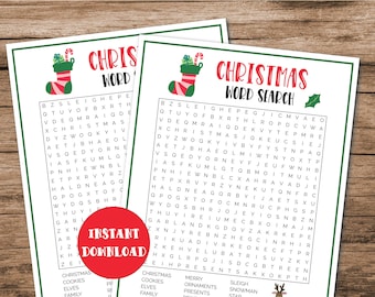 Actividades navideñas Búsqueda de palabras para niños imprimible, Juego de fiesta navideña, Página de rompecabezas, Carta de EE. UU., Archivo digital, Descarga instantánea