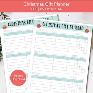 Christmas Gift Planner Printable, Holiday Planning, Christmas Gift Tracker, Christmas Shopping List, Christmas Gift Planner, Christmas List