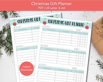 Christmas Gift Planner Printable, Holiday Planning, Christmas Gift Tracker, Christmas Shopping List, Christmas Gift Planner, Christmas List