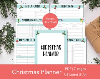 Christmas Planner Bundle Printable Simple, Holiday Gift Budget Tracker, Christmas Shopping List, Christmas Card List, Christmas Gift Tracker