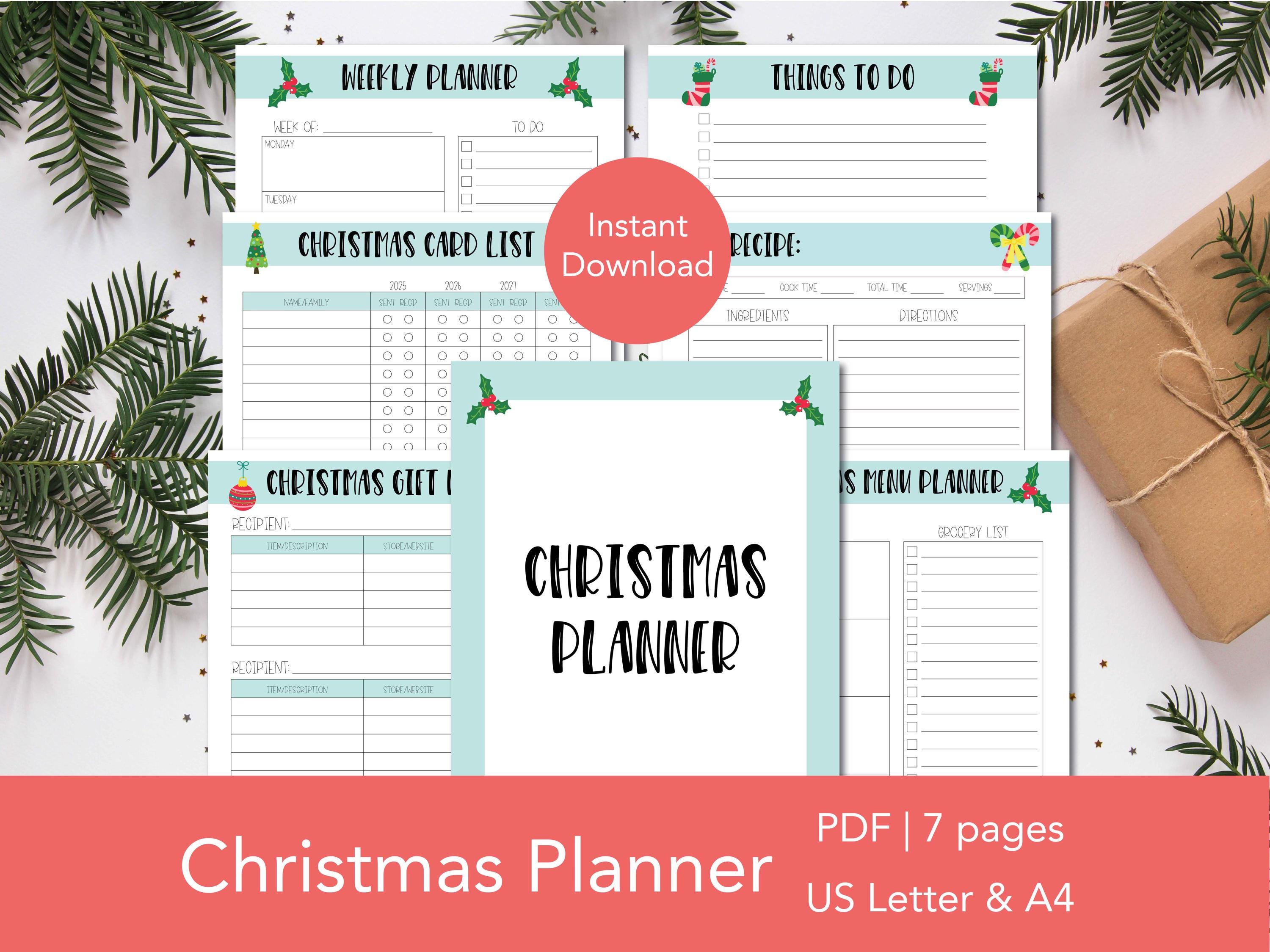 Christmas Planner Bundle Printable Simple, Holiday Gift Budget Tracker ...