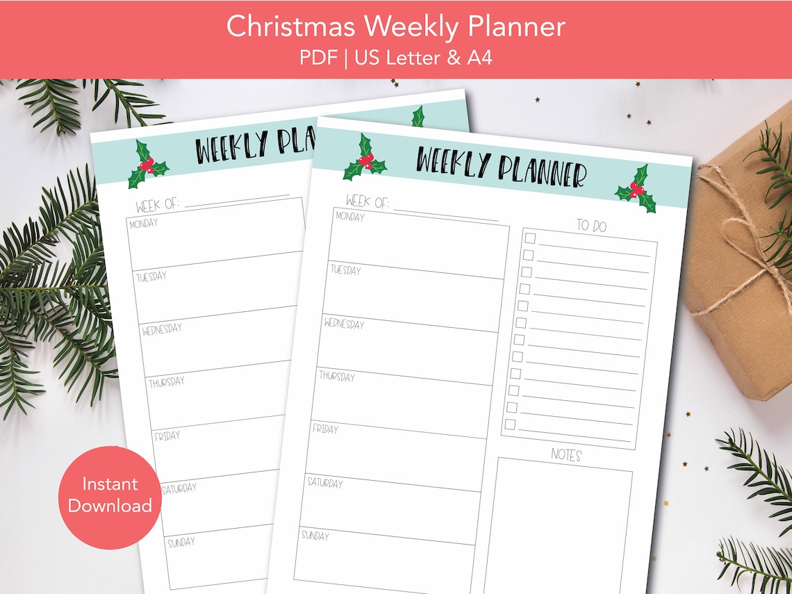 Christmas Weekly Planner Printable Christmas Planner Page - Etsy