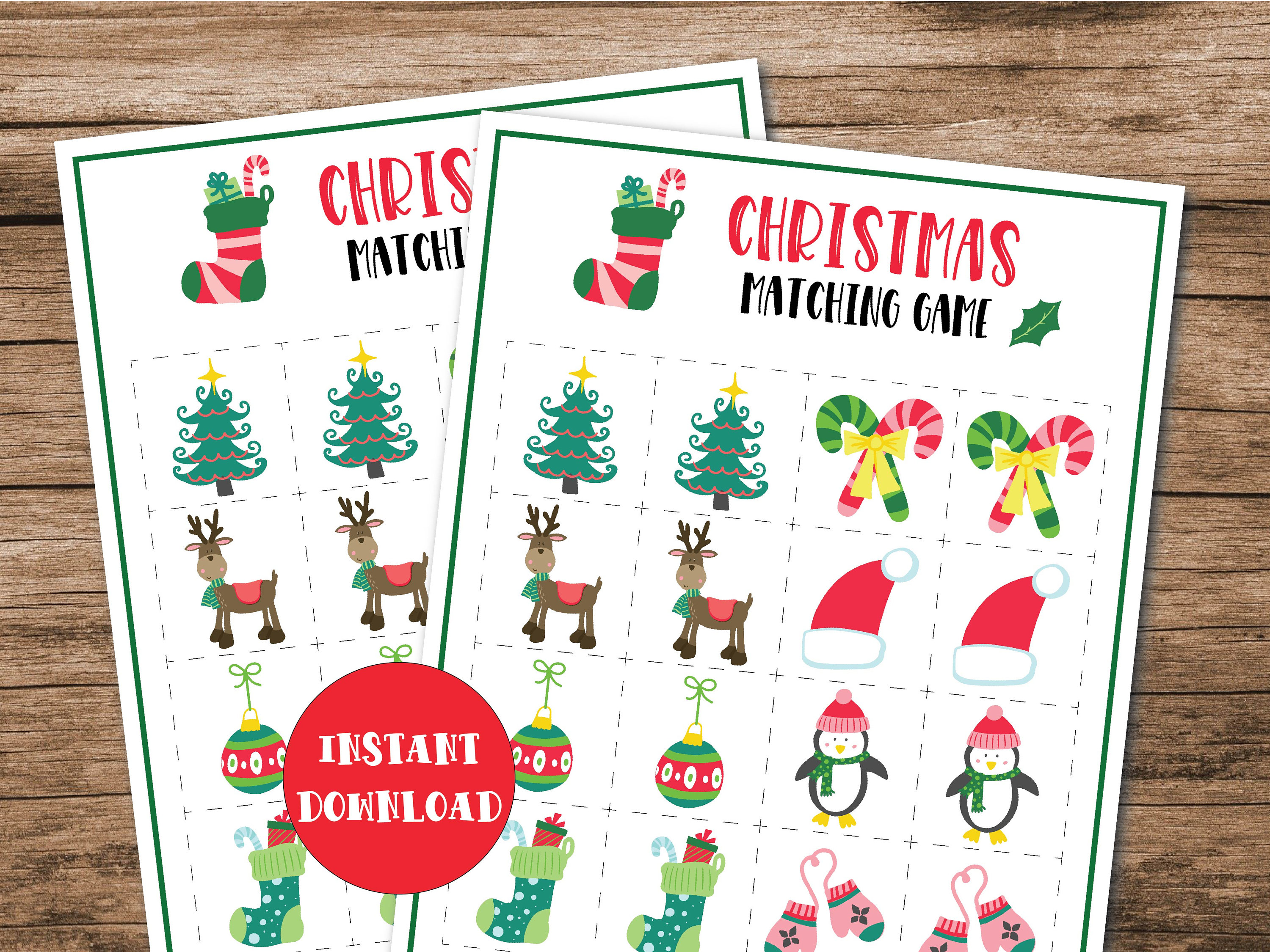 Christmas Activities Kids Matching Game Printable Xmas | Etsy