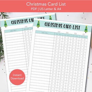 Lista de tarjetas navideñas imprimible, registro de tarjetas navideñas, registro de tarjetas festivas, lista de verificación de tarjetas navideñas, plantilla de lista de tarjetas navideñas 2024