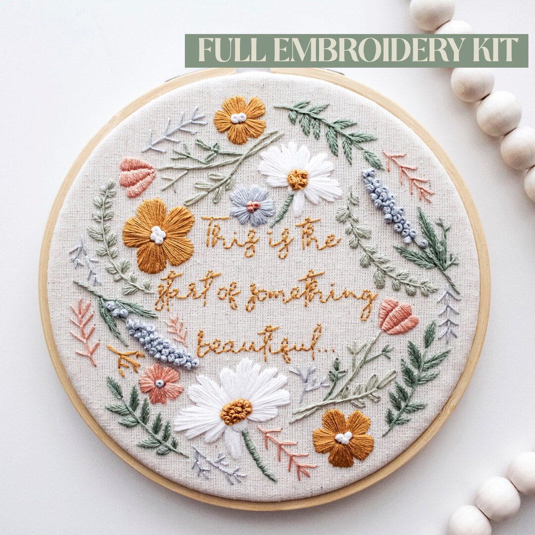 Wildflower Embroidery Kit Hand Embroidery Floral Embroidery Kit Craft ...
