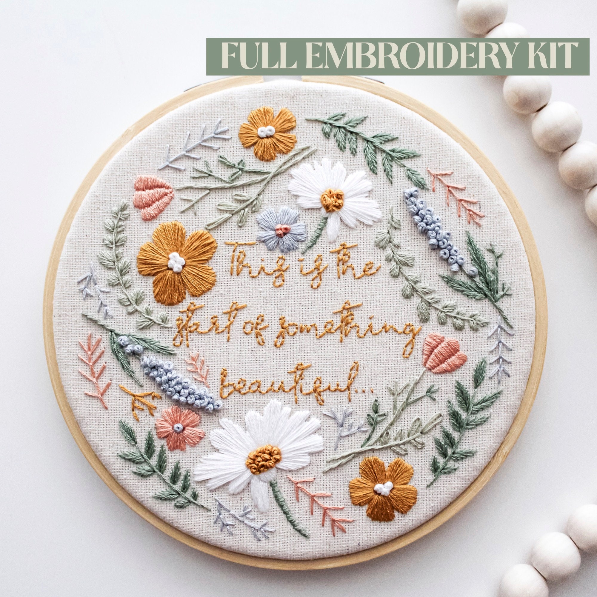 Wildflower Embroidery Kit Hand Embroidery Floral Embroidery Kit Craft Kit  Gift for Her Embroidery Kit Mindful Relaxation 