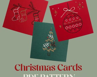 Traditional Christmas Card Embroidery Pattern: Beginner-Friendly Card Design (PDF Download)