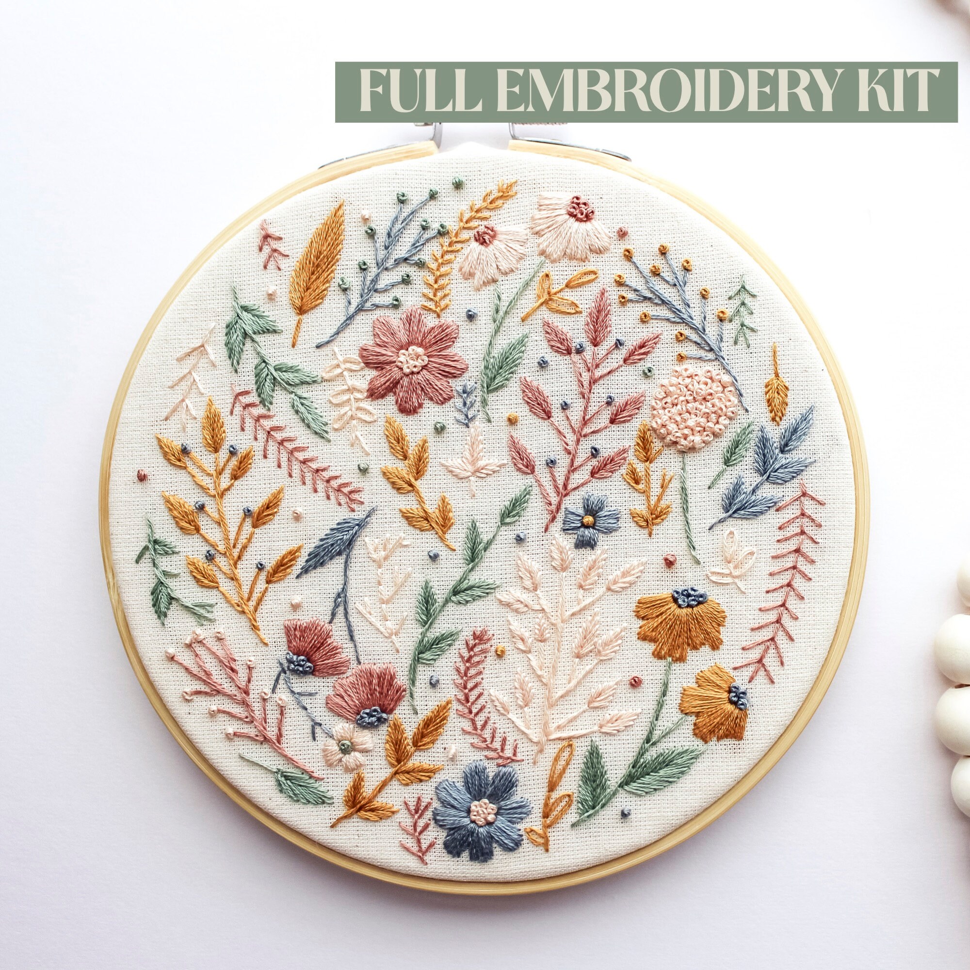Wildflower Embroidery Kit Hand Embroidery Floral Embroidery Kit Craft Kit  Gift for Her Embroidery Kit Mindful Relaxation 