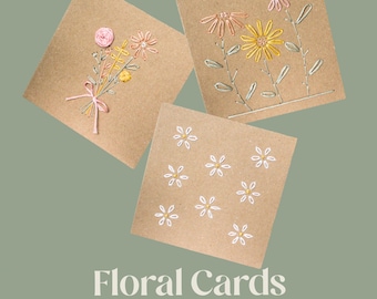 Floral Cards Embroidery Pattern: Beginner-Friendly Card Design (PDF Download)