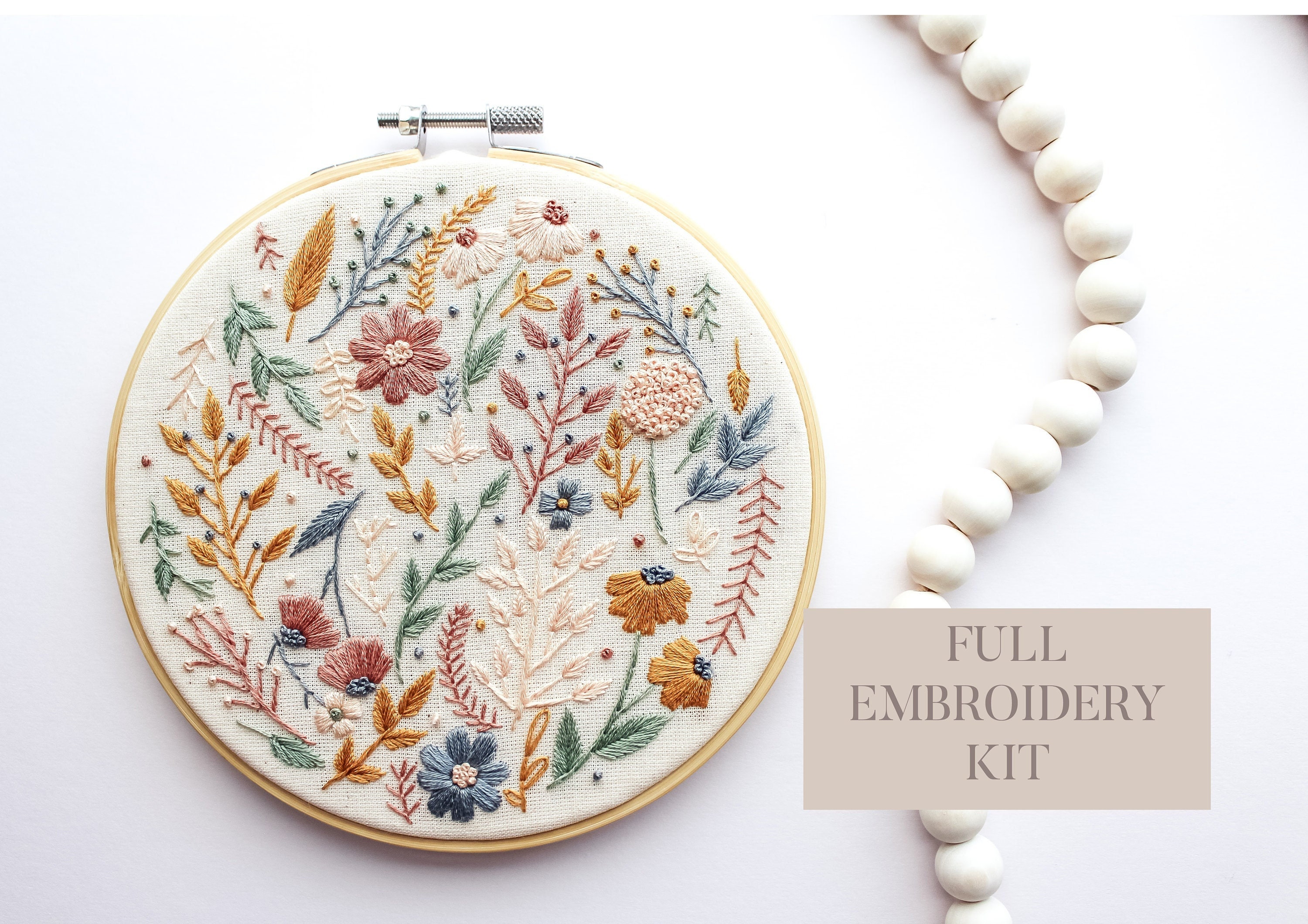 Floral Bloom Embroidery Kit Hand Embroidery Floral Etsy UK