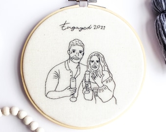 Portrait/Photograph Hand Embroidery Hoop - Personalised Decoration - Family Portrait - Wedding - Anniversary - Special occasion gift