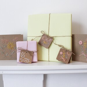 Floral Embroidery Cards and Gift Tag Bundle Pattern: Handmade Gift Tag - Handmade Card - Beginner-Friendly Card Design (PDF Download) image 2