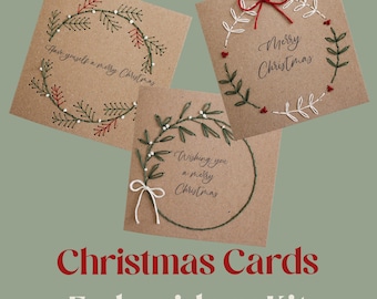 Wreath Christmas Card Embroidery Kit: Beginner Hand Embroidery Craft