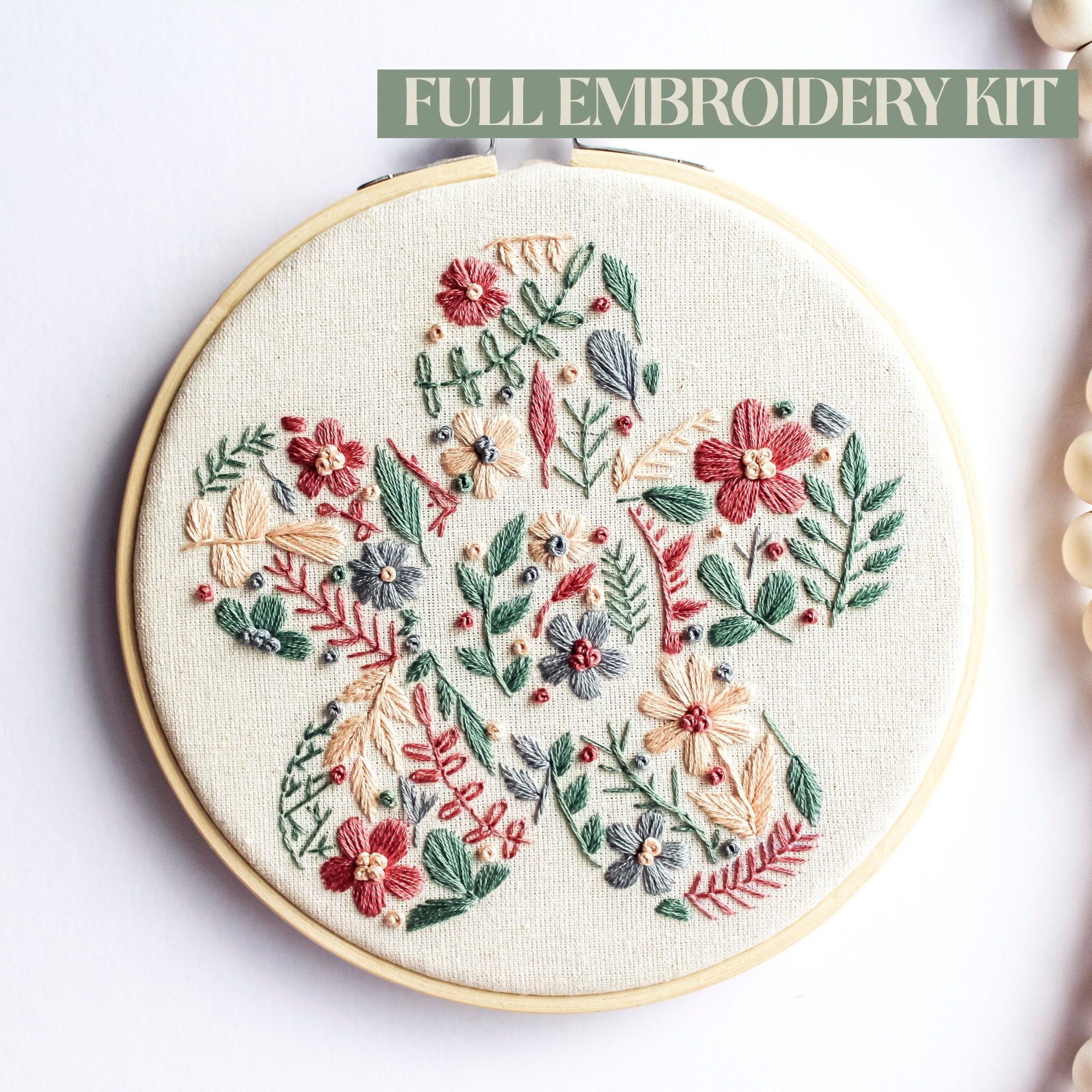 Wildflower Embroidery Kit Hand Embroidery Floral Embroidery Kit Craft Kit  Gift for Her Embroidery Kit Mindful Relaxation 