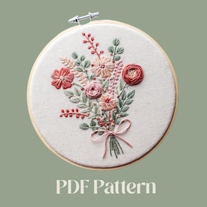 Floral Bouquet Embroidery Pattern - pdf Pattern - Hand Embroidery Pattern - Floral pdf Pattern - Digital pdf Pattern - Digital download