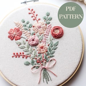 Floral Bouquet Embroidery Pattern - pdf Pattern - Hand Embroidery Pattern - Floral pdf Pattern - Digital pdf Pattern - Digital download