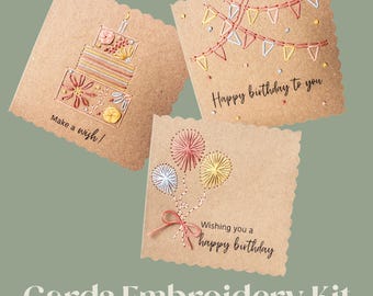 Birthday Cards Embroidery Kit: Beginner Hand Stitch Craft