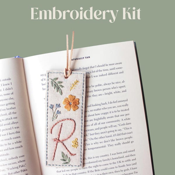 Kit de marcapáginas bordado floral personalizado - Manualidad para principiantes - Regalo de marcapáginas - Regalo personalizado - Marcapáginas personalizado