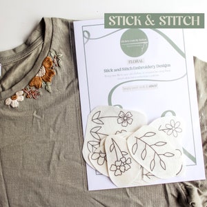 Floral Stick and Stitch Embroidery Patches - Stick on embroidery patches - water soluble embroidery designs-beginner patches-Hand Embroidery