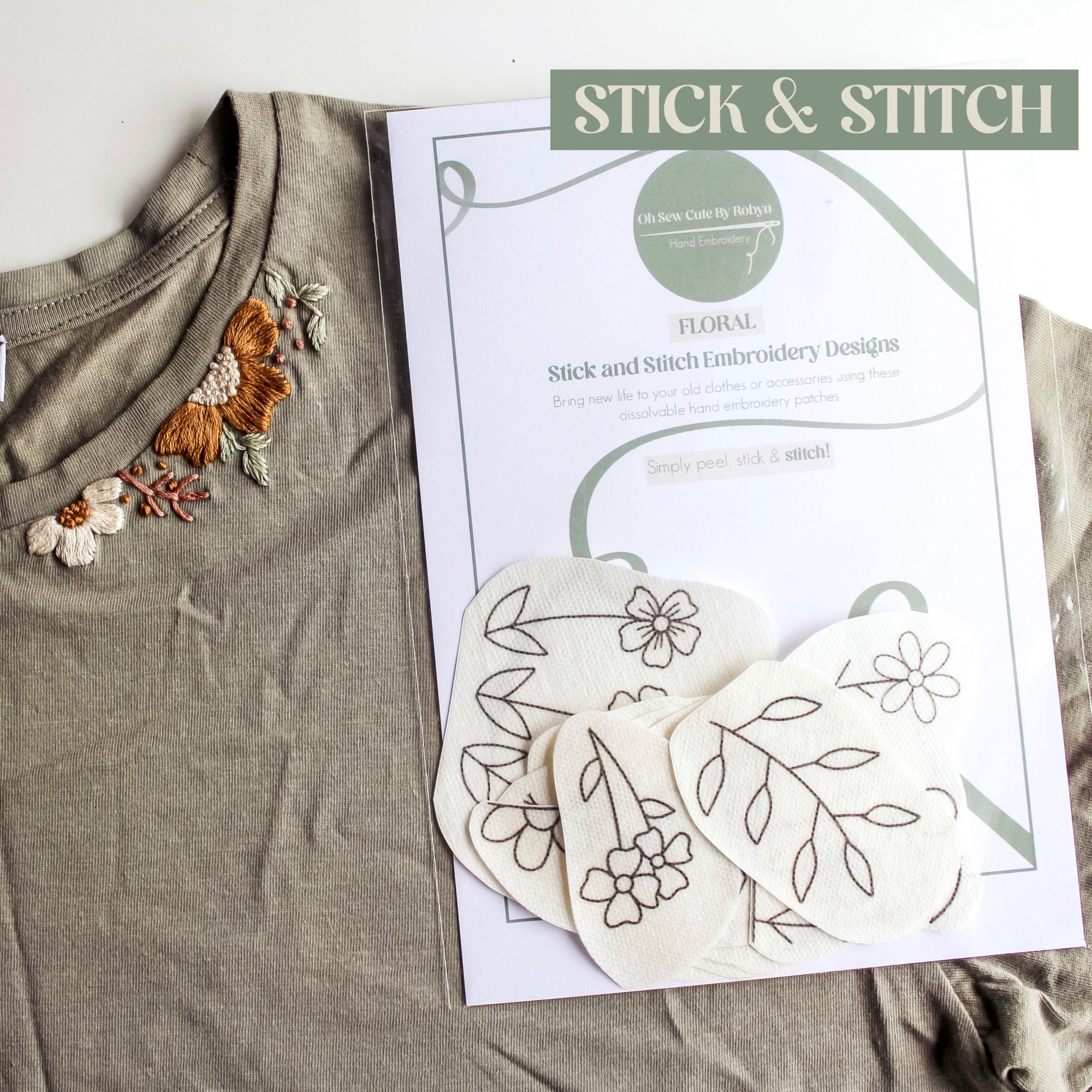 DIY Embroidery Kit With Canvas Zipper Bag and Stick & Stitch 