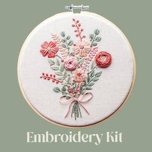 Floral Bouquet Embroidery Kit: Beginner-Friendly DIY Craft