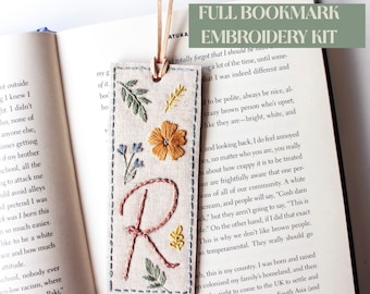 Personalised Bookmark Embroidery Kit - Hand Embroidery  - Floral Bookmark - Craft Kit -Gift For Her- Bookmark -Embroidery Kit - Personalised