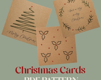 Christmas Card Embroidery Pattern: Beginner-Friendly Card Design (PDF Download)