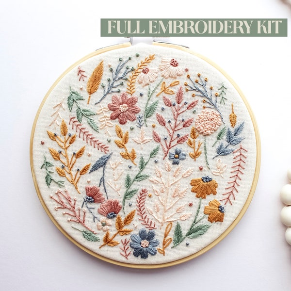 Floral Bloom Embroidery Kit - Hand Embroidery - Floral Embroidery Kit - DIY kit - Make Your Own - Craft Kit - Gift For Her  - Embroidery Kit