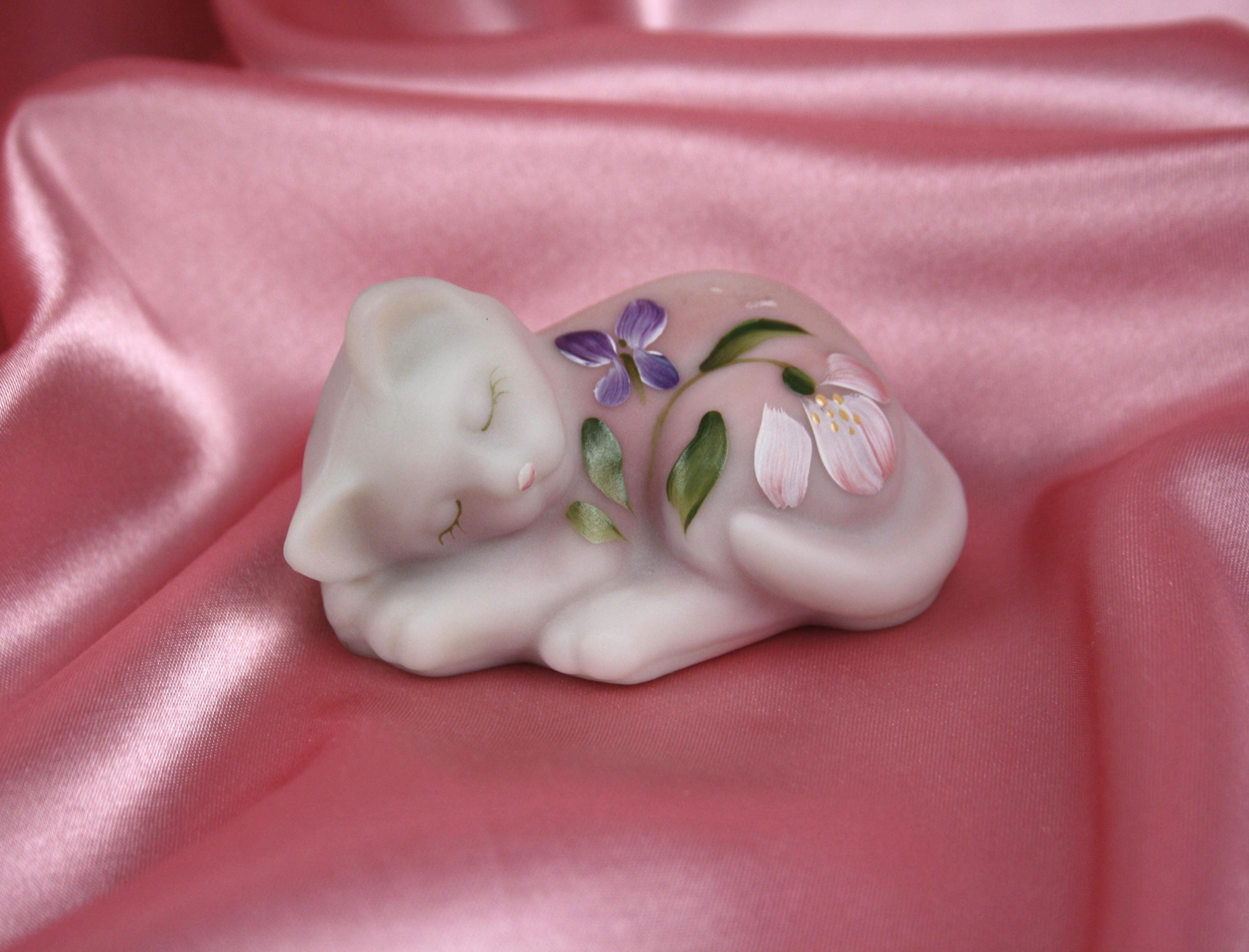 FENTON 眠猫 Fenton Sleeping Cat - Etsy