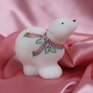 Fenton hand painted, and artist signed polar bear, bears symbolize power, protection and courage