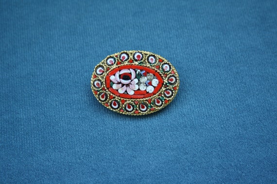 hand crafted Italian made micro mosaic brooch wit… - image 4