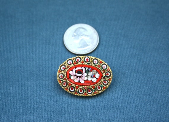 hand crafted Italian made micro mosaic brooch wit… - image 5