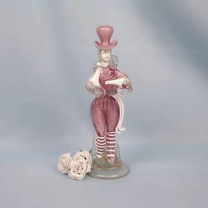 spectacular Murano venetian glass dancing doll figurine in shades of pink and bright white, pink symbolizes sweetness, romance & compassion