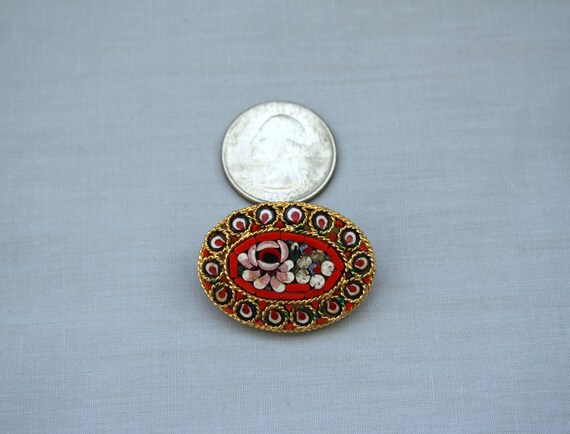 hand crafted Italian made micro mosaic brooch wit… - image 8