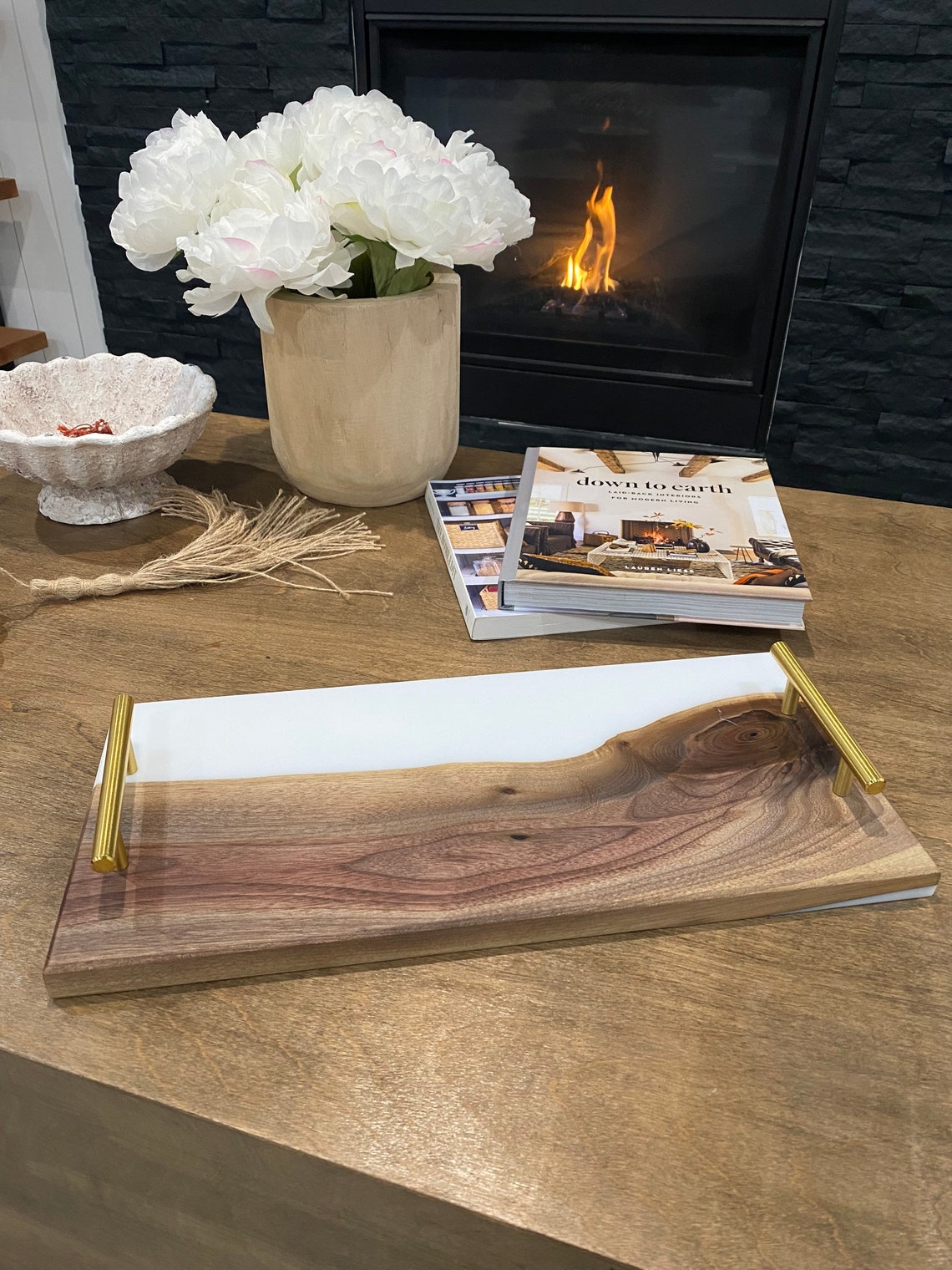 Walnut Wood and Epoxy Serving Tray Charcuterie Etsy