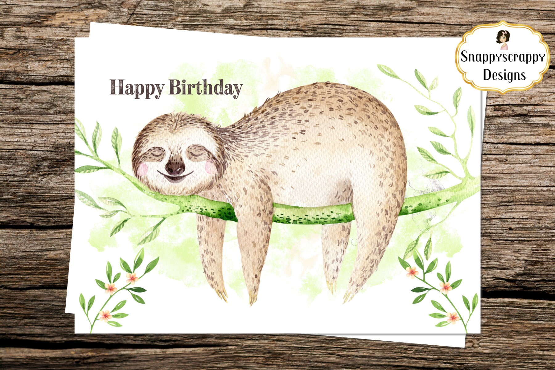 Sloth Happy Birthday Card Cards for Her Cards for Him | Etsy