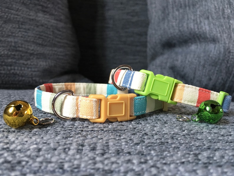 Colorful Striped Cat Collar Breakaway Cat Collar Cute Cat Etsy