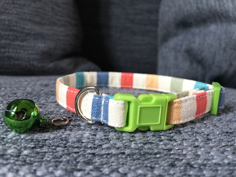Colorful Striped Cat Collar Breakaway Cat Collar Cute Cat Etsy